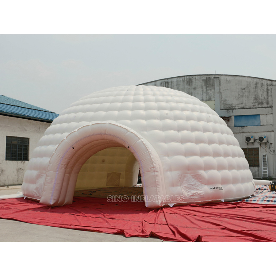 10 meters white large dome tent inflatable igloo with tunnel made of best PVC tarpaulin from Sino Inflatables factory