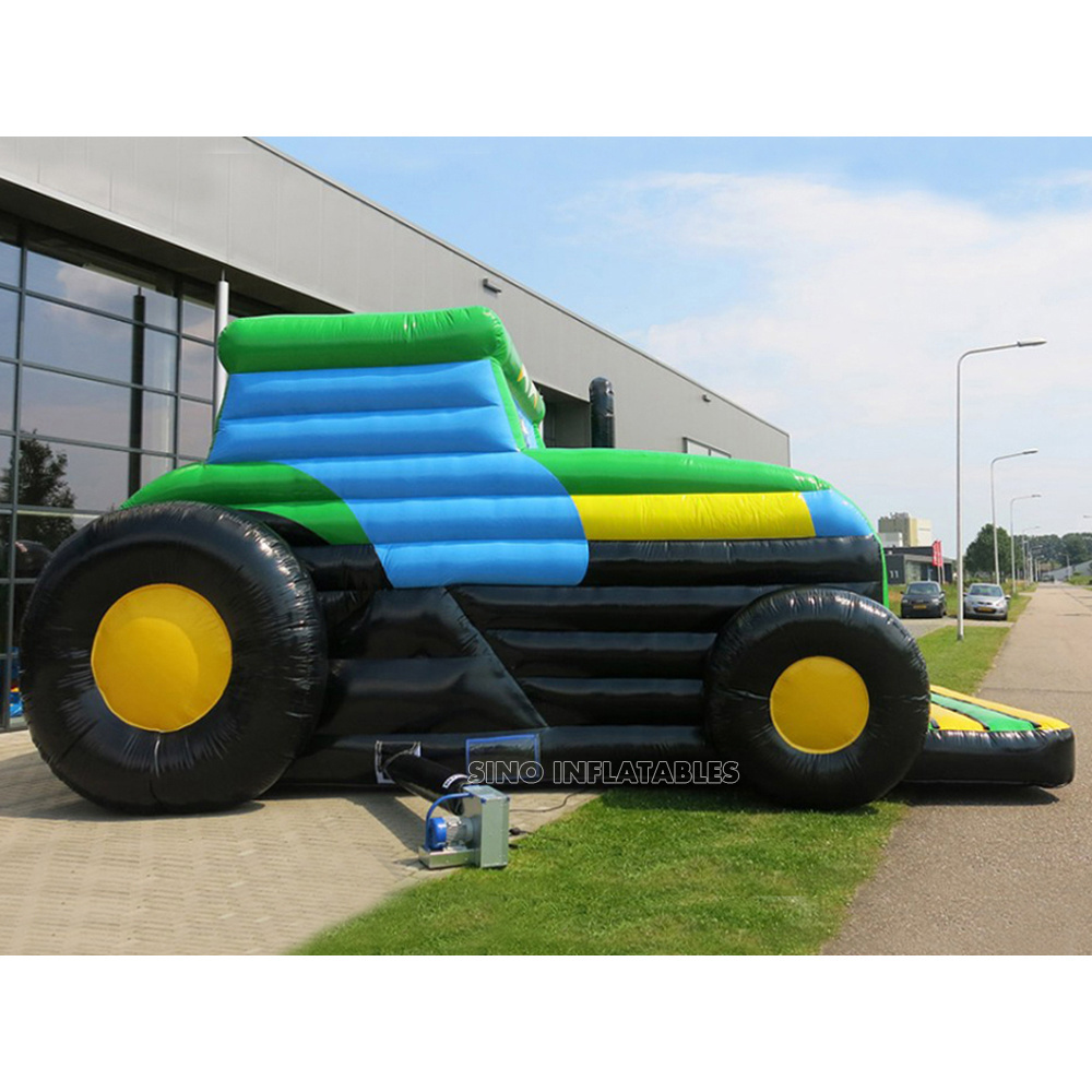 23x14' kids inflatable tractor bouncy castle with slide inside made of lead free material from Sino Inflatables