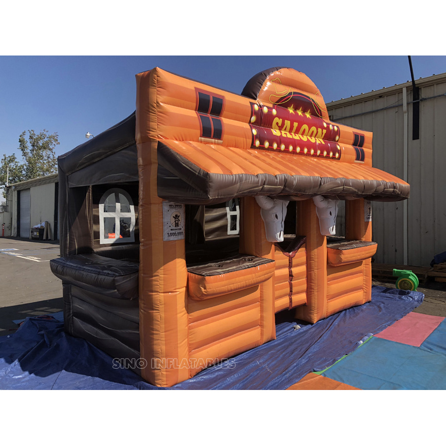 6x4m west wild inflatable saloon bar with bottle holders for backyard partis from China inflatable pub factory