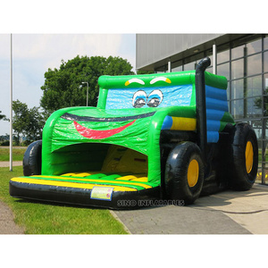 23x14' kids inflatable tractor bouncy castle with slide inside made of lead free material from Sino Inflatables