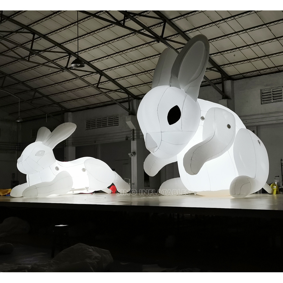 5 meters high big advertising inflatable rabbits with LED lights inside for grand ceremonies and promotions