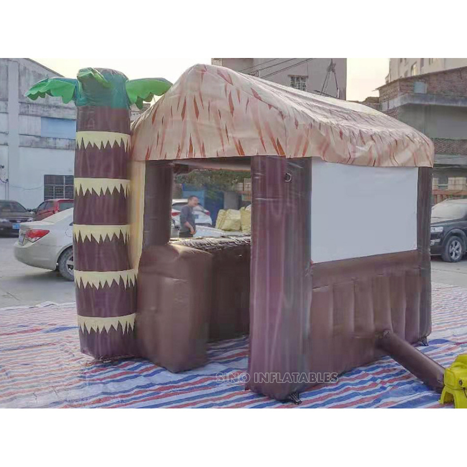 Outdoor promotion small inflatable tiki hut bar with digital printing for advertising or events from China inflatable factory