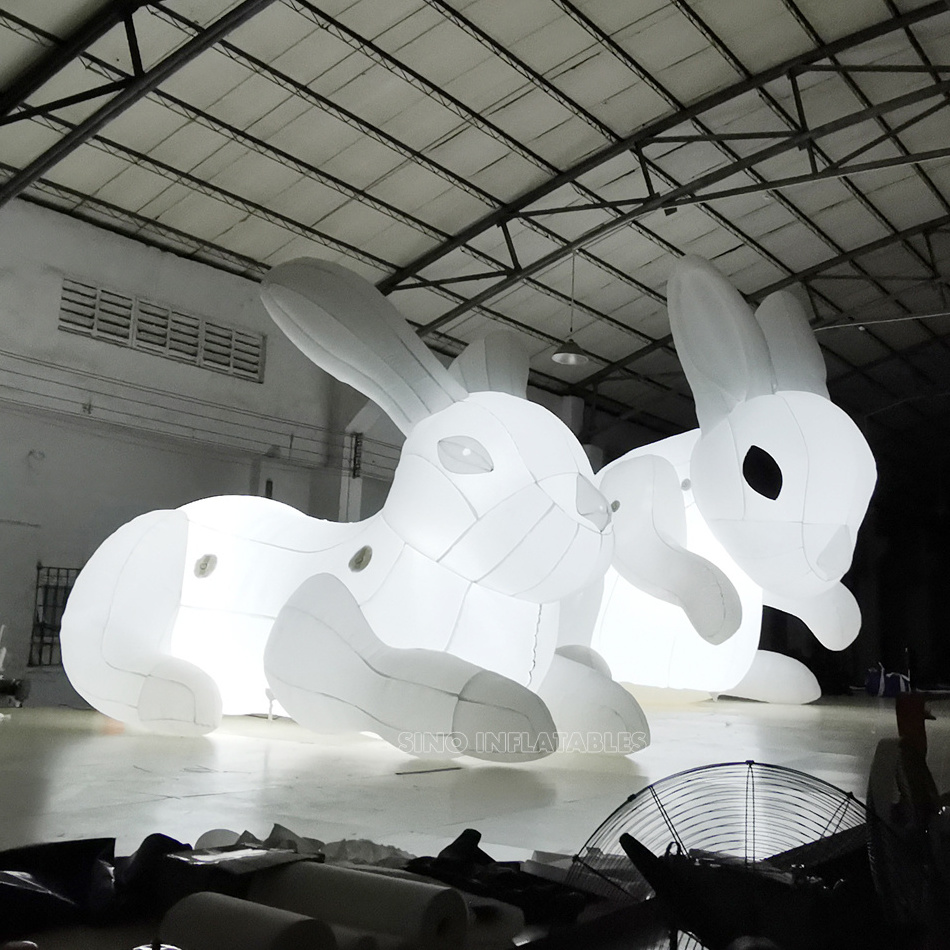 5 meters high big advertising inflatable rabbits with LED lights inside for grand ceremonies and promotions