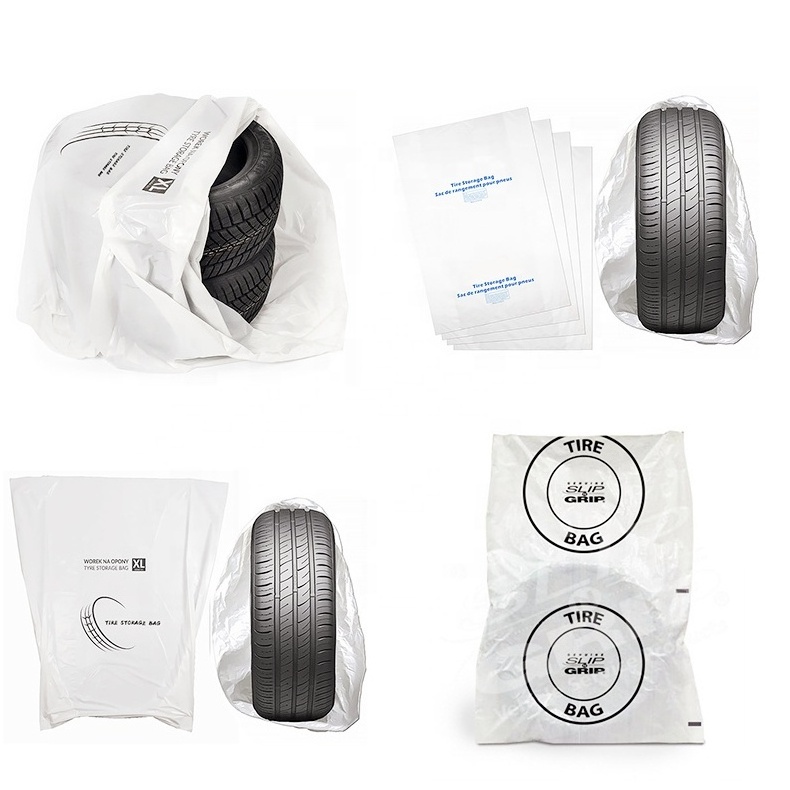 Logo Printed Car Spare Tire Packing Bag Disposable LDPE PE Clear Plastic Tire Bags With Logo