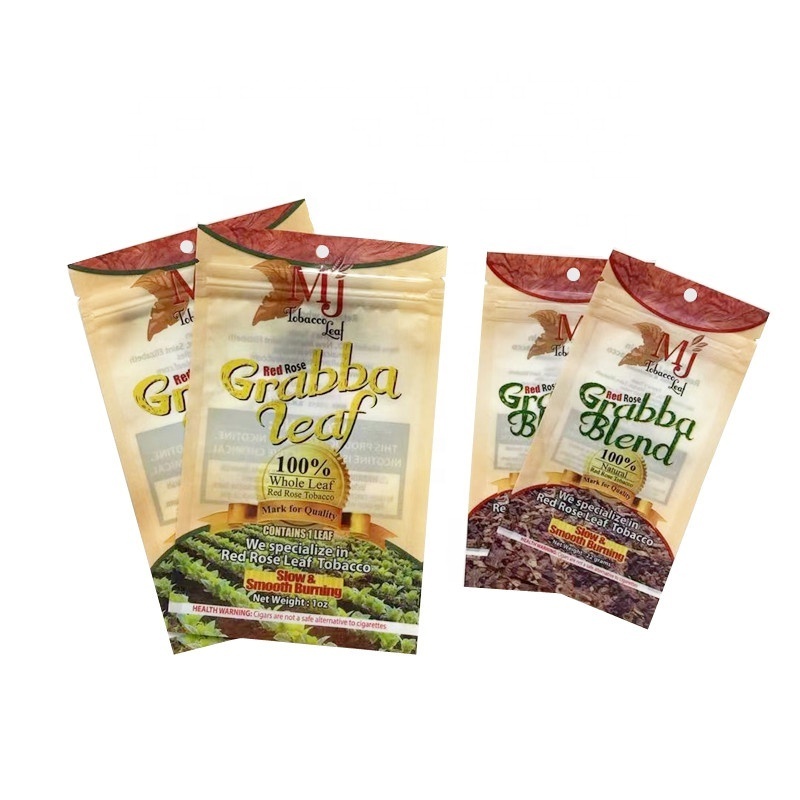 Custom Brand Printed Foil Tobacco Natural Grabba Fronto Cigar Leaf Wrapper Package Bags and Display Box