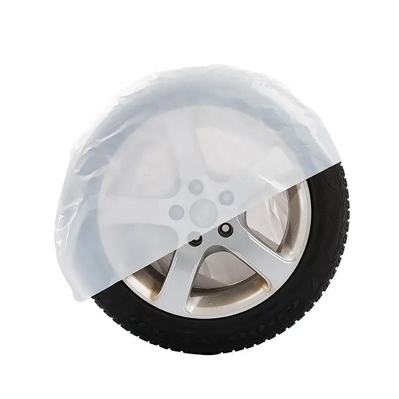 Logo Printed Car Spare Tire Packing Bag Disposable LDPE PE Clear Plastic Tire Bags With Logo