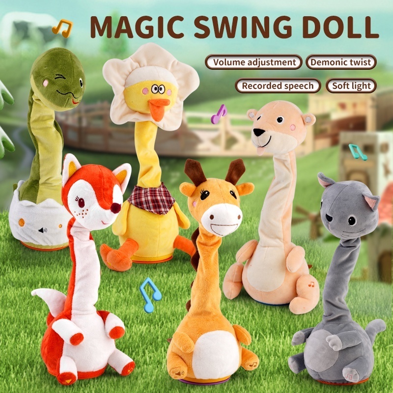 2024 Hot Selling Soft Stuffed  Toy Cute Singing and Rocking  Animal Toy That Talks Back Hot Animal Toys