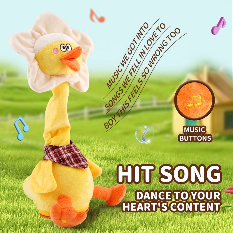 2024 Hot Selling Soft Stuffed  Toy Cute Singing and Rocking  Animal Toy That Talks Back Hot Animal Toys