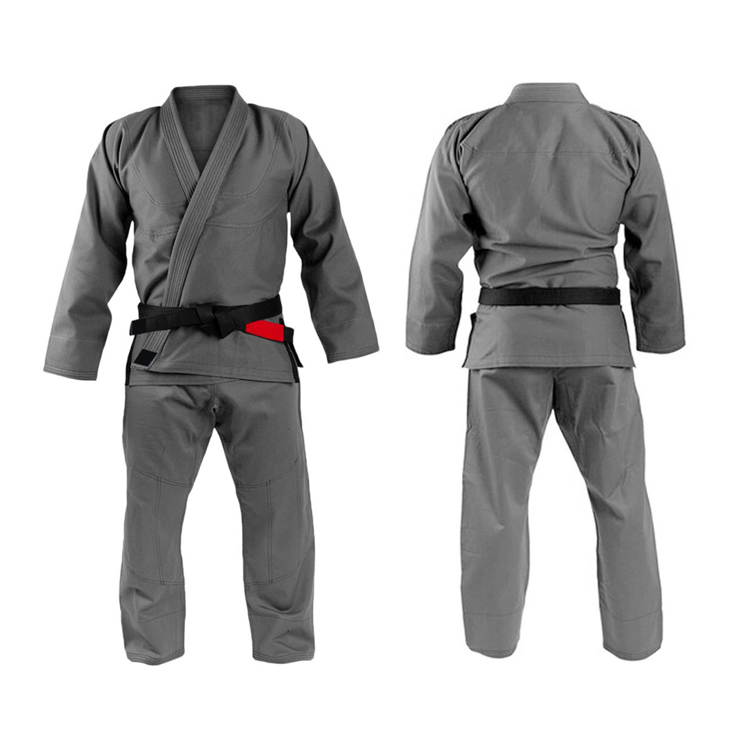 Grey color customized karate uniform for adults lightweight martial arts custom made cheap price durable karate uniform