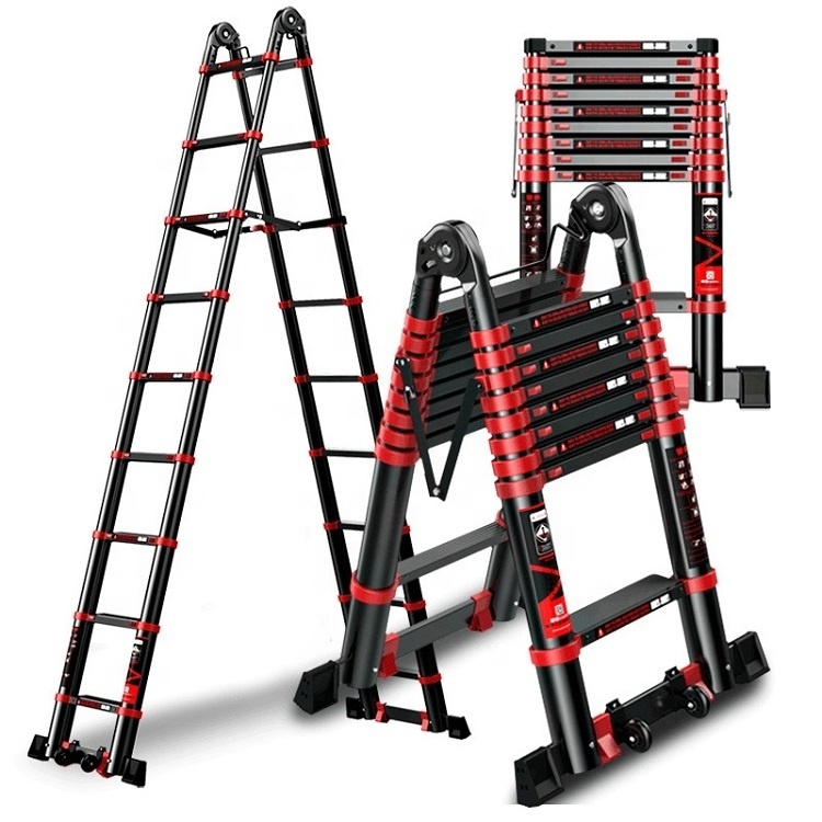 2024 Trending Products New Design Home Engineer Multi Purpose Wide Step Folding Telescopic Extension Aluminum Ladder for Sale