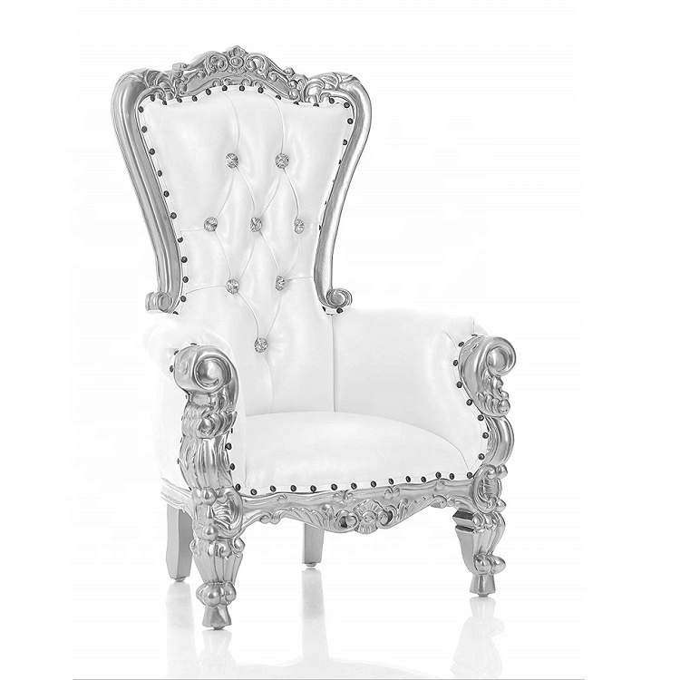 2024 Hot sale China Supplier Premium Luxury Bulk Custom Made Baby Kids Silver White Leather Prince Princess Throne Chairs