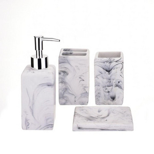 Wholesale High Qualified Chinese Products Marble Effect 4-Piece Hotel Balfour Bathroom Accessories Set for Amazon