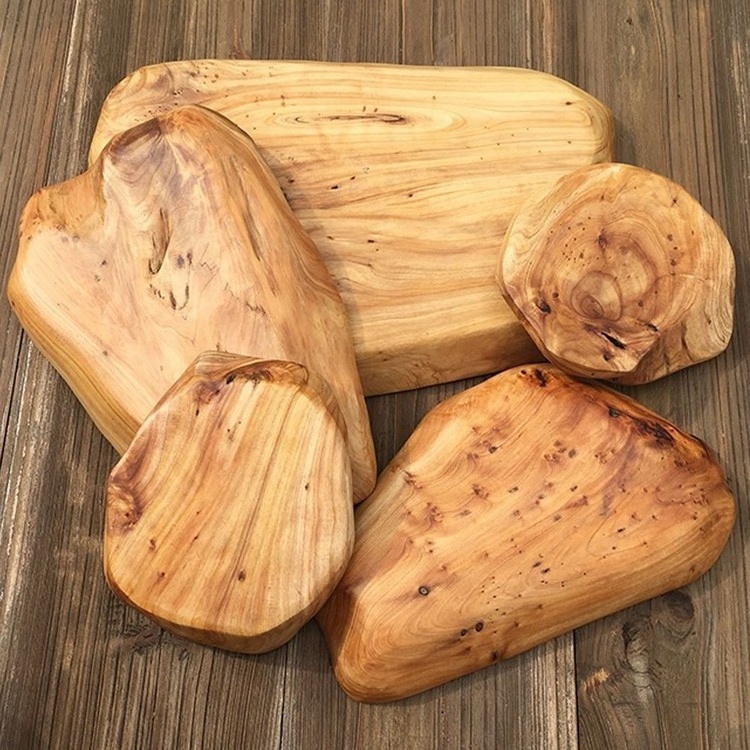 Wholesale Unique Design Elegant Hand-carved Natural Root Craft Large Size Small Wooden Dish Tray for for Fruit Vegetable Basket