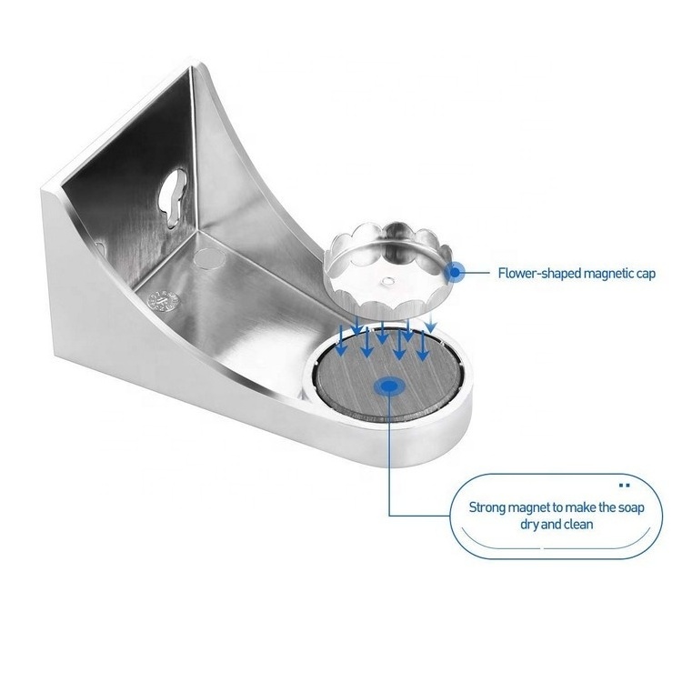 Amazon Creative New Design Stainless Steel Magnetic Suction Hanging Dry Soap Holder with Magnet Sucker