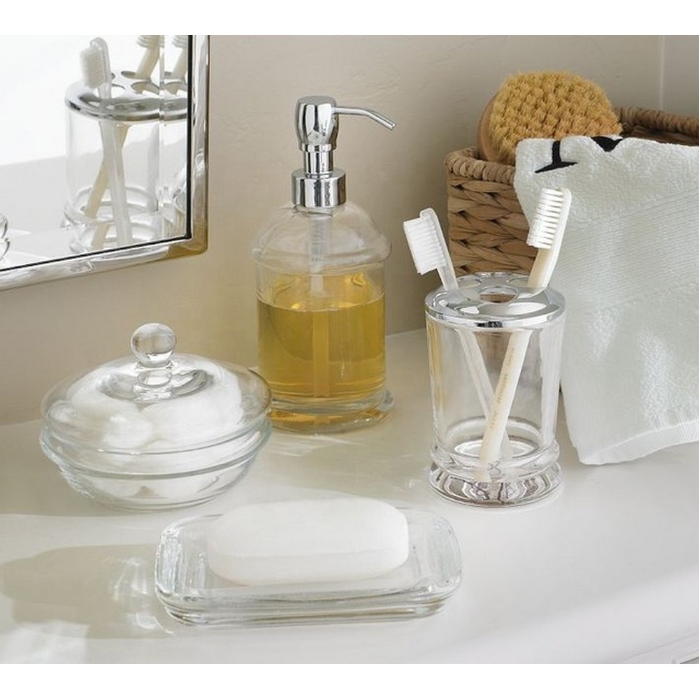 2024 Top Seller Classic New Bath Products Glass Bathroom Accessories Set with Chrome Soap Dispenser for 5 Star Hotel Balfour