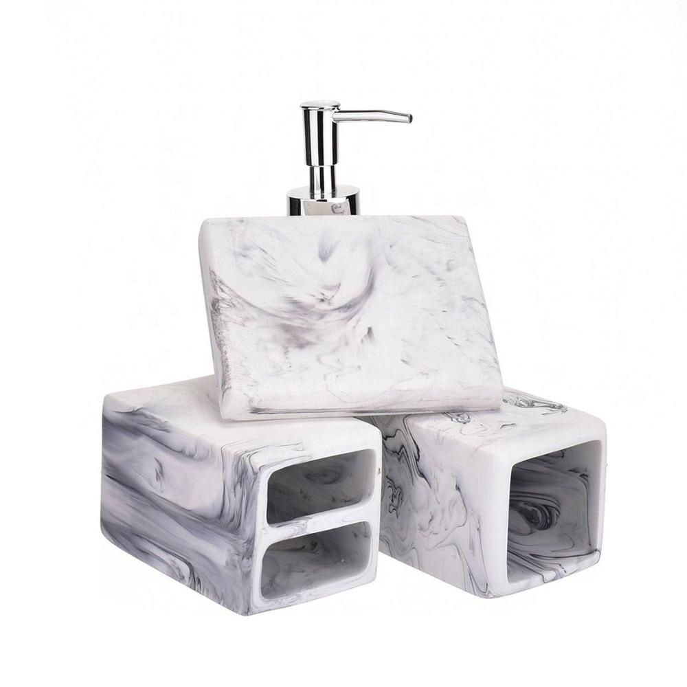 Wholesale High Qualified Chinese Products Marble Effect 4-Piece Hotel Balfour Bathroom Accessories Set for Amazon