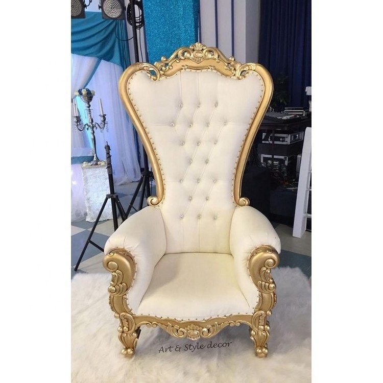 2024 Hot sale China Supplier Premium Luxury Bulk Custom Made Baby Kids Silver White Leather Prince Princess Throne Chairs