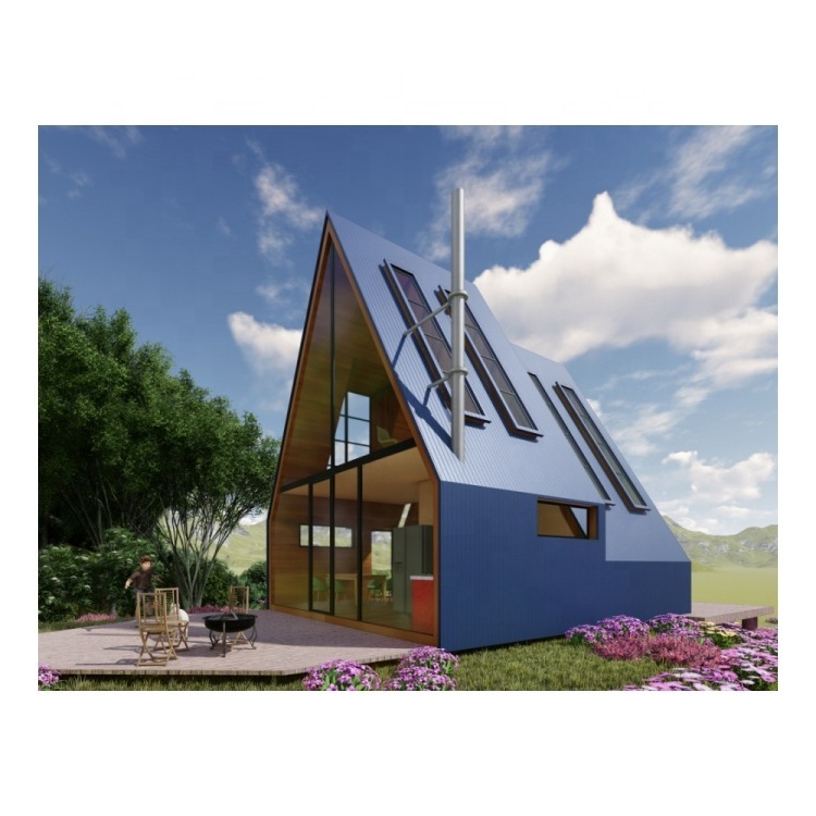 TM13 Triangle Shape Steel Structure Small Cabin /Tiny House/ Triangle House A Frame House Kit  For Glamping