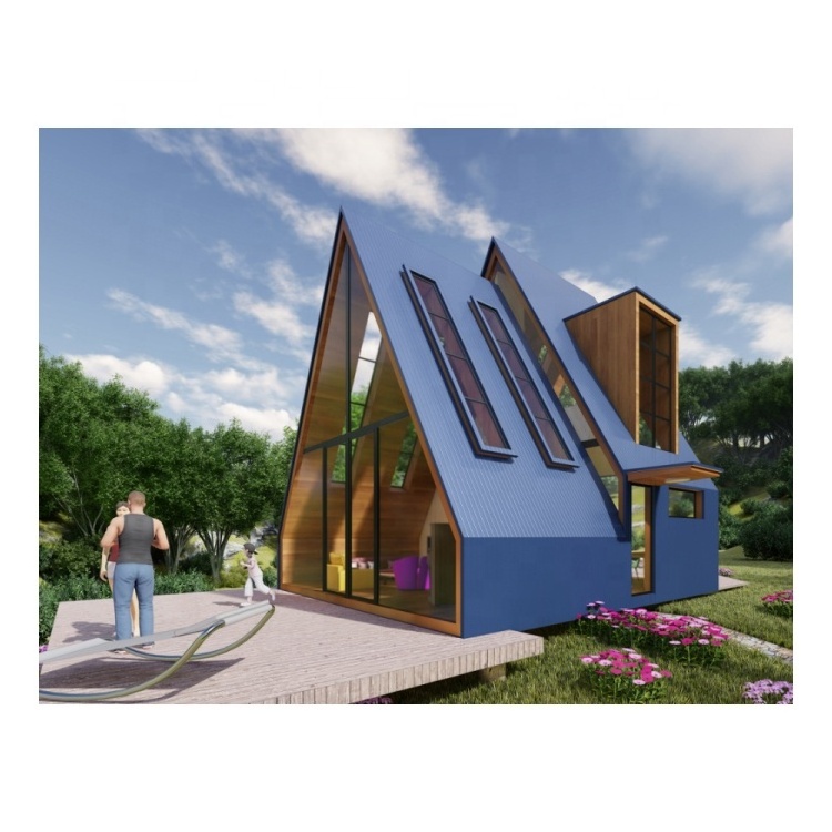 TM13 Triangle Shape Steel Structure Small Cabin /Tiny House/ Triangle House A Frame House Kit  For Glamping