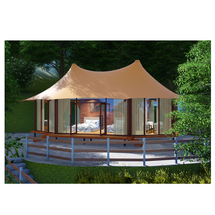 GT14 108sqm Double-peak luxury safari tent for resort and restaurant use huge canvas glamping tents