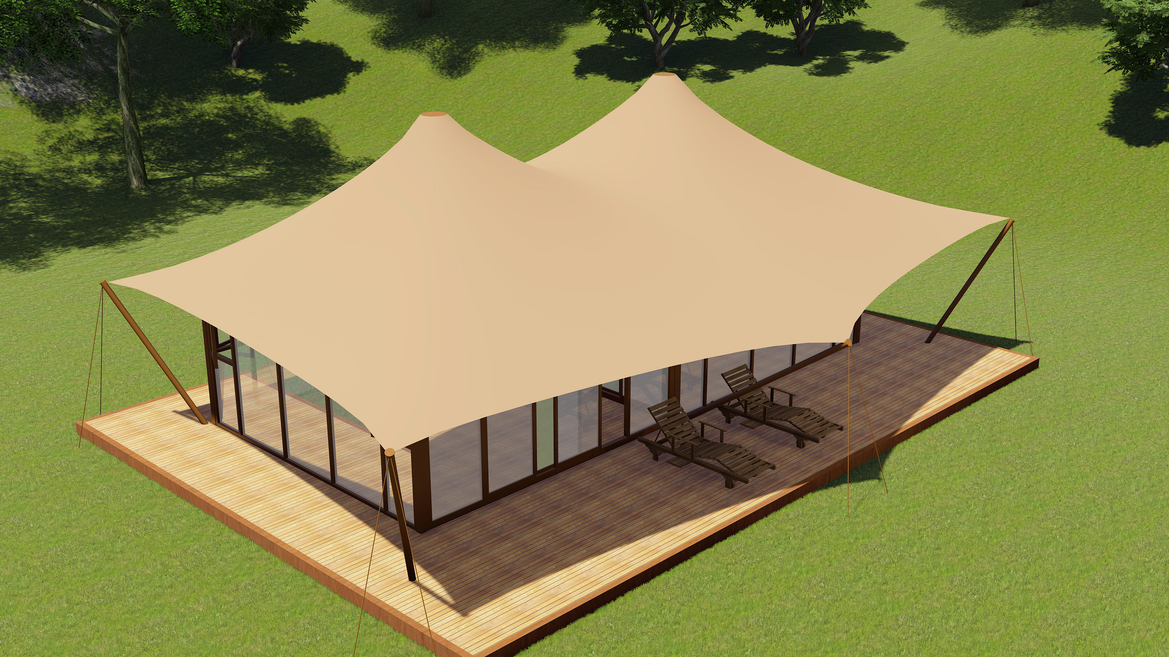 GT14 108sqm Double-peak luxury safari tent for resort and restaurant use huge canvas glamping tents