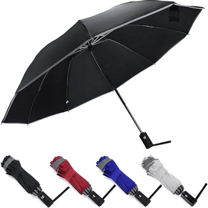 Top Sale In Stronger  Windproof 10 Ribs Auto Open & Close Three Folding  Reverse  Inverted Umbrella For Travel