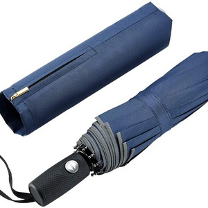 Auto Open Close Lightweight Sun&Rain Umbrella with 10 Rib Construction and Reflective Stripe Zipper Pouch