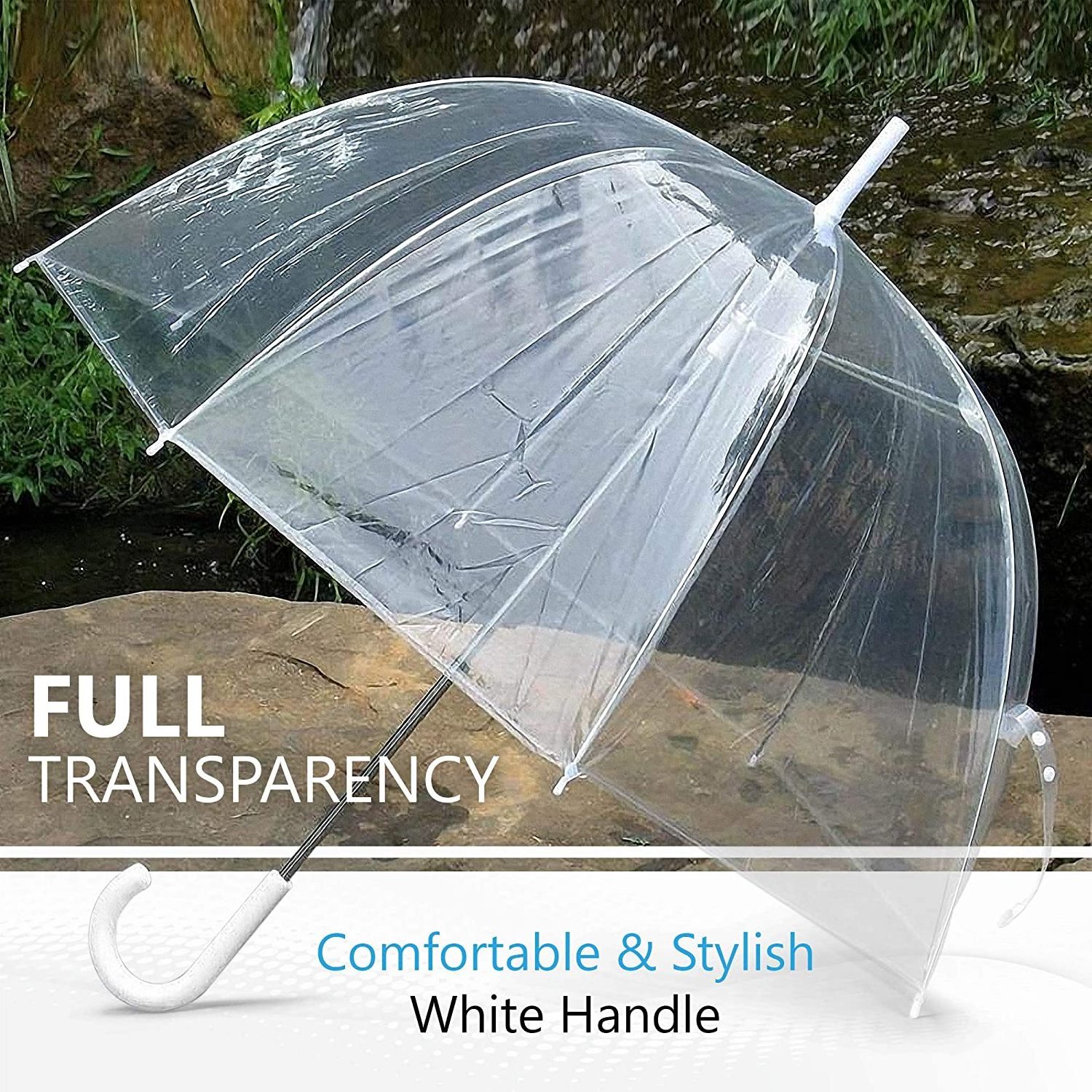 Transparent Umbrella Large 85cm Clear See Through Dome Umbrellas for Women Wedding