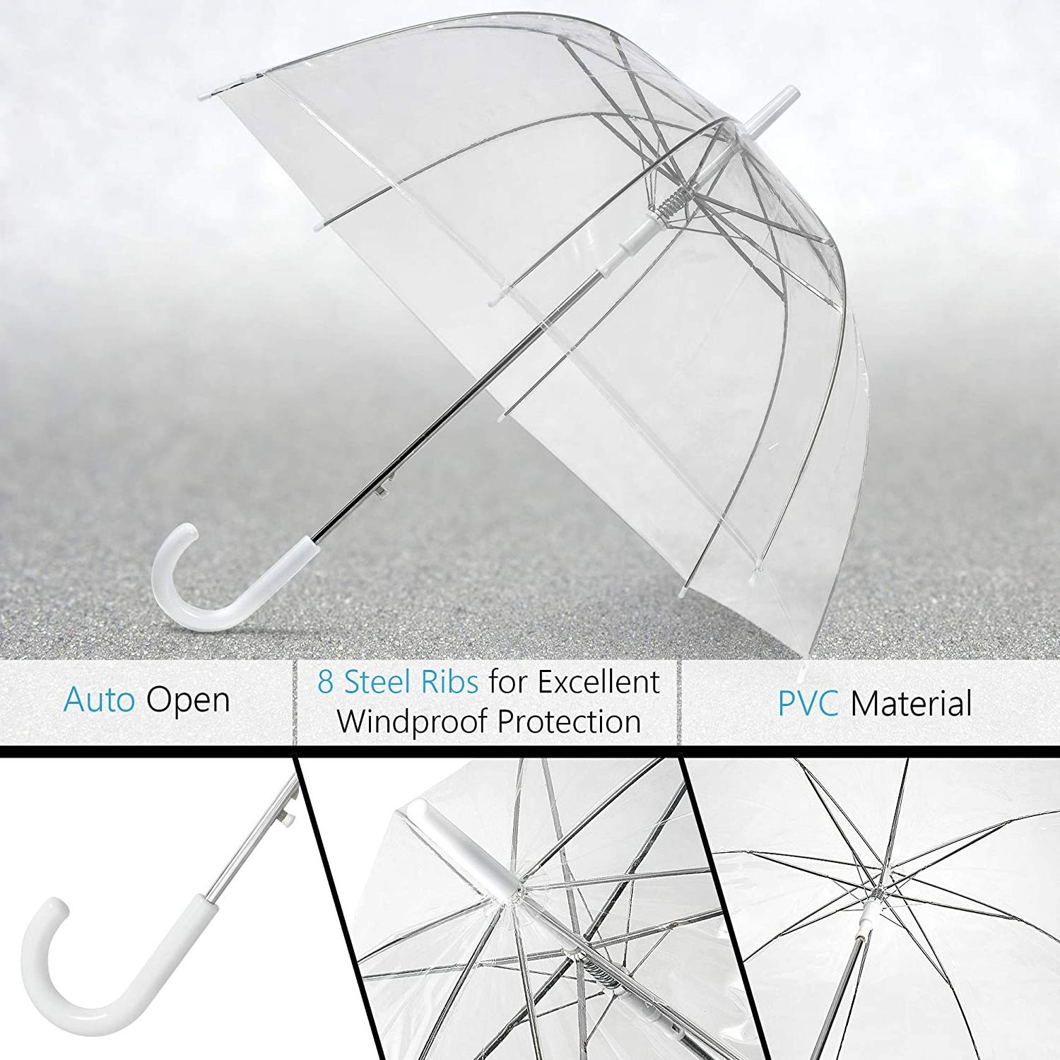 Transparent Umbrella Large 85cm Clear See Through Dome Umbrellas for Women Wedding