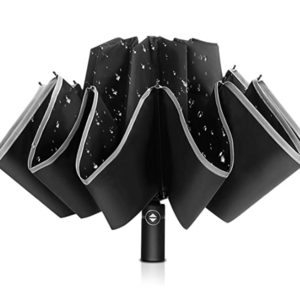 Reverse Umbrella Windproof Folding Inverted Umbrella Upside Down With Safety Reflective Strip