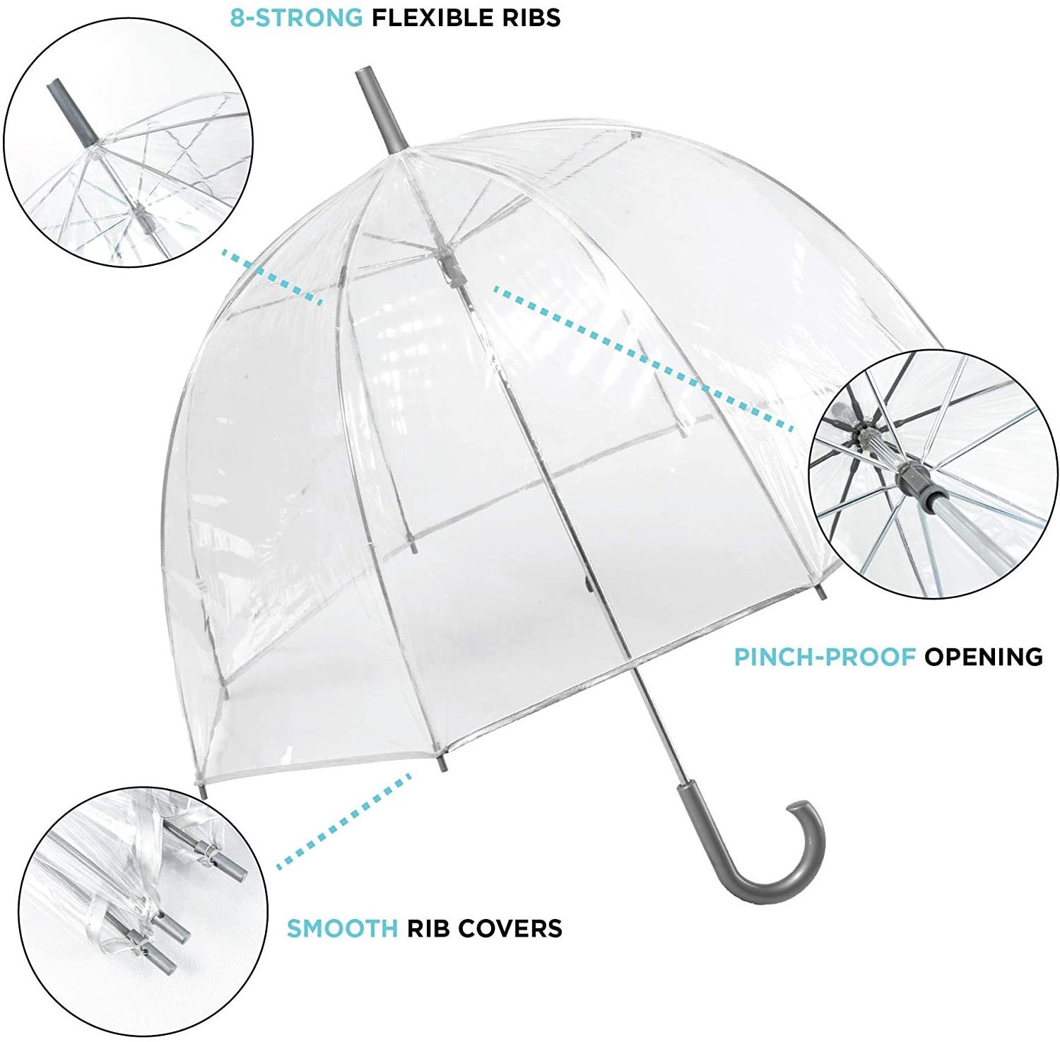 51 Inch  Apollo Poe Pvc Color Dome Transparent Umbrella For Lady