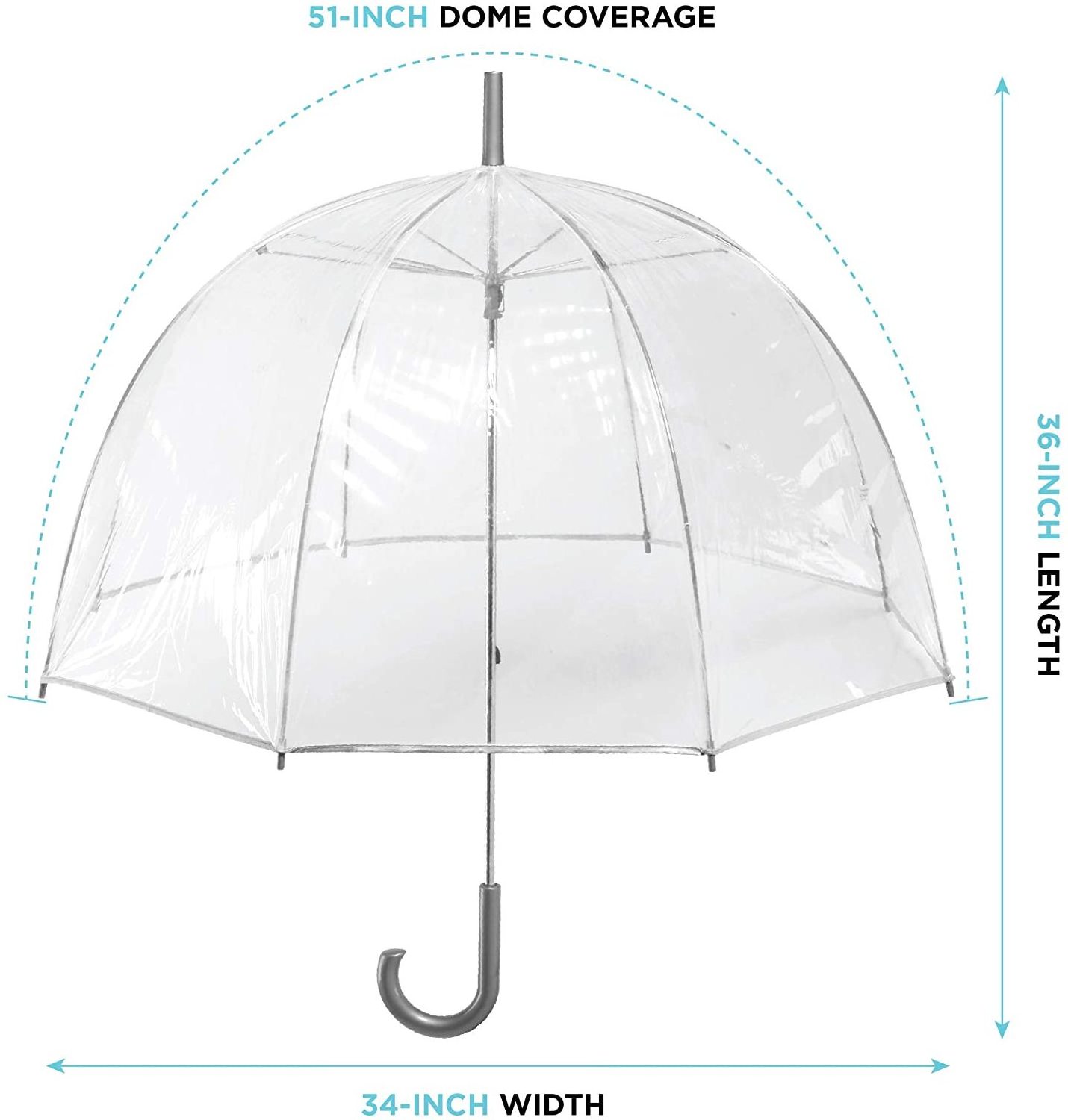 51 Inch  Apollo Poe Pvc Color Dome Transparent Umbrella For Lady