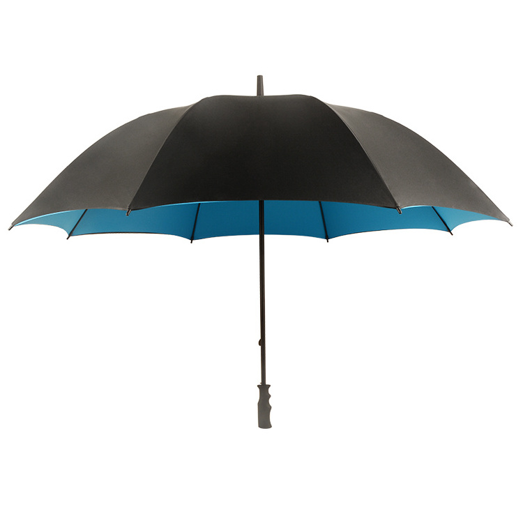 Fashion design ergonomic handle luxury golf umbrella with logo print hotel used umbrellas