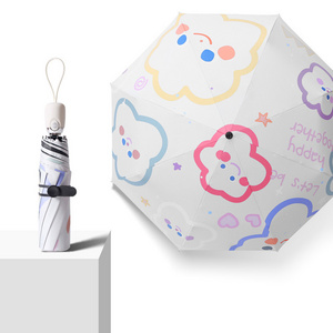 Automatic stitch umbrella kids cute cartoon folding rain and sun dual-use  umbrella for  women