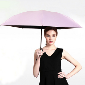 High Quality UPF 50+ UV Protective Manual Open Close Small Size Luxury 3 Folding Umbrella For Lady