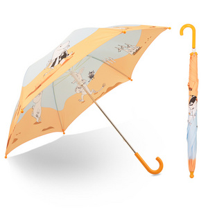 New Innovation Cartoon Design Safty Manual Open Children Animal Kids Umbrella for boy and girl