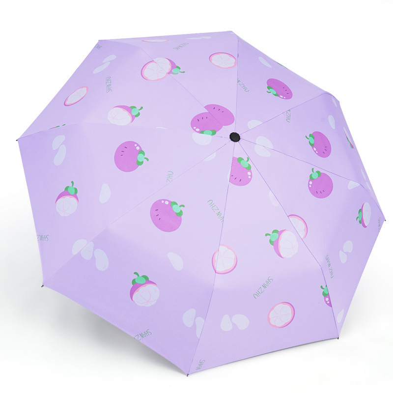 High Quality Windproof 3 Fold UV Sun Protection Fruits Printing Umbrella Custom Logo Print Rain Umbrella