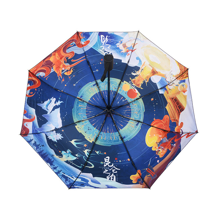 Polyester umbrella full printing folding umbrella cute fold manufacturer umbrella