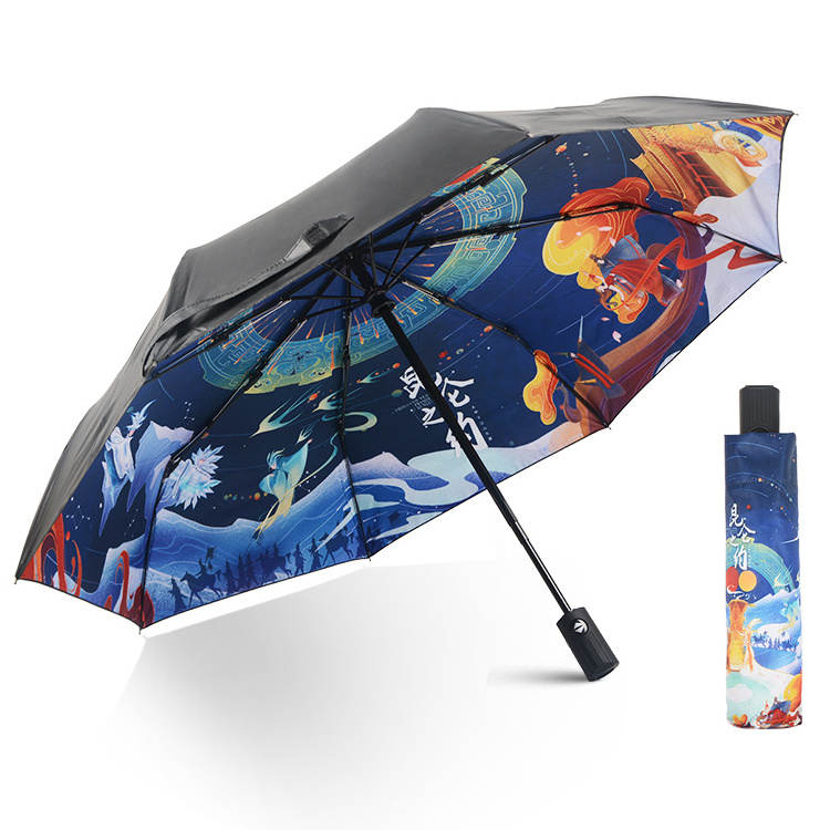 Polyester umbrella full printing folding umbrella cute fold manufacturer umbrella