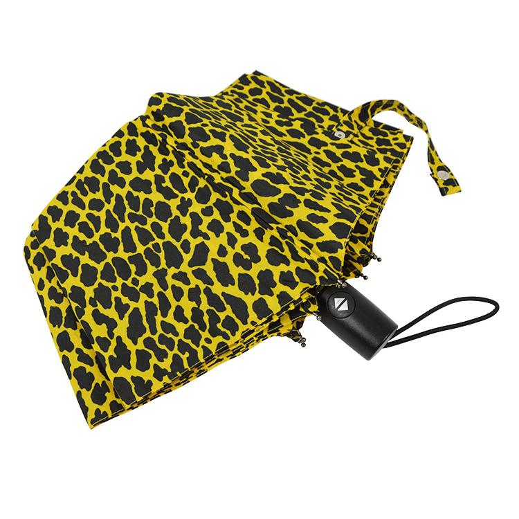 Rain umbrella for all seasons custom design full printing travel umbrella leopard printing sunscreen automatic 3 fold umbrella