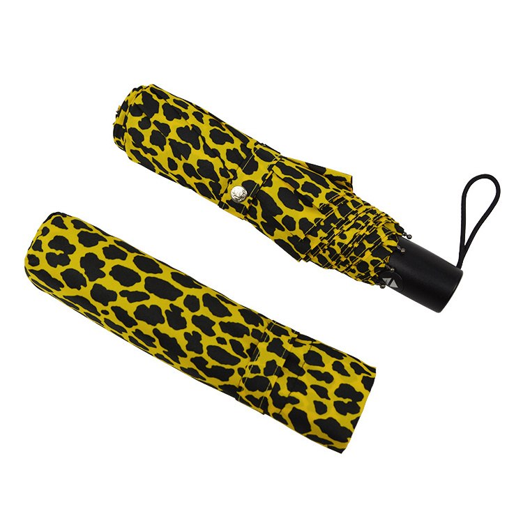 Rain umbrella for all seasons custom design full printing travel umbrella leopard printing sunscreen automatic 3 fold umbrella