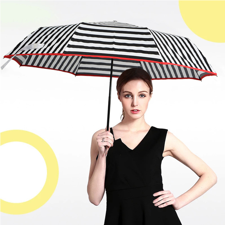 Heat transfer printing manual open 3 fold umbrella digital printing stripe design travel umbrella for lady