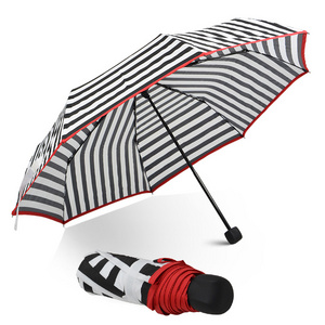 Heat transfer printing manual open 3 fold umbrella digital printing stripe design travel umbrella for lady