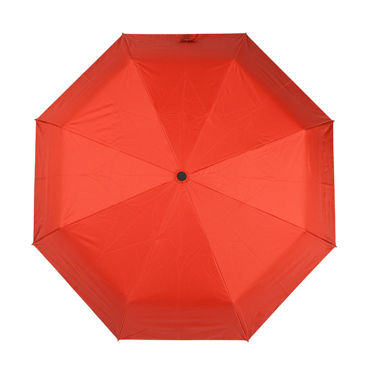 Sunny And Rainy Umbrella Silver Coated Pongee Fabric Automatic Open 3 Folding Umbrella With PU Handle