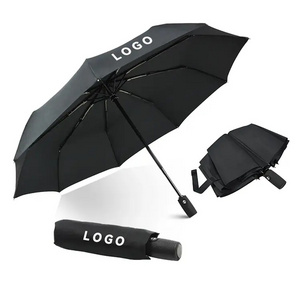 wholesale custom high quality 3 fold folding foldable windproof uv black colour automatic auto open close umbrella for the rain