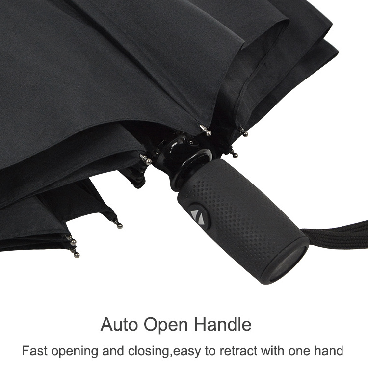 wholesale custom high quality 3 fold folding foldable windproof uv black colour automatic auto open close umbrella for the rain