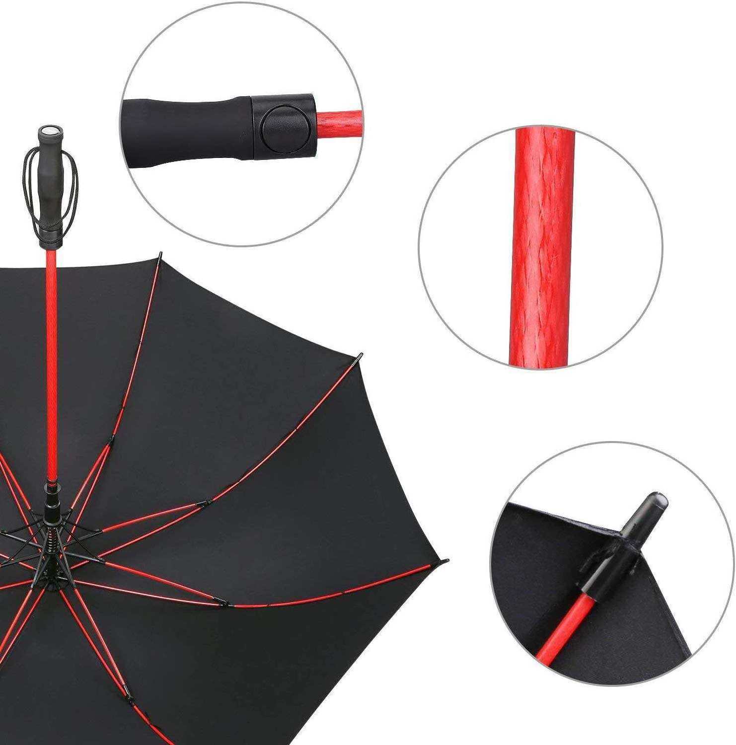 China Manufacturer Business Luxury Large Windproof Golf Umbrella Red Black