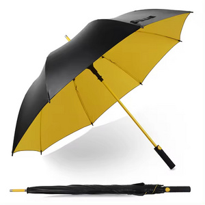 China Golden Supplie Luxury Business Windproof Automatic Black Yellow Golf Umbrella