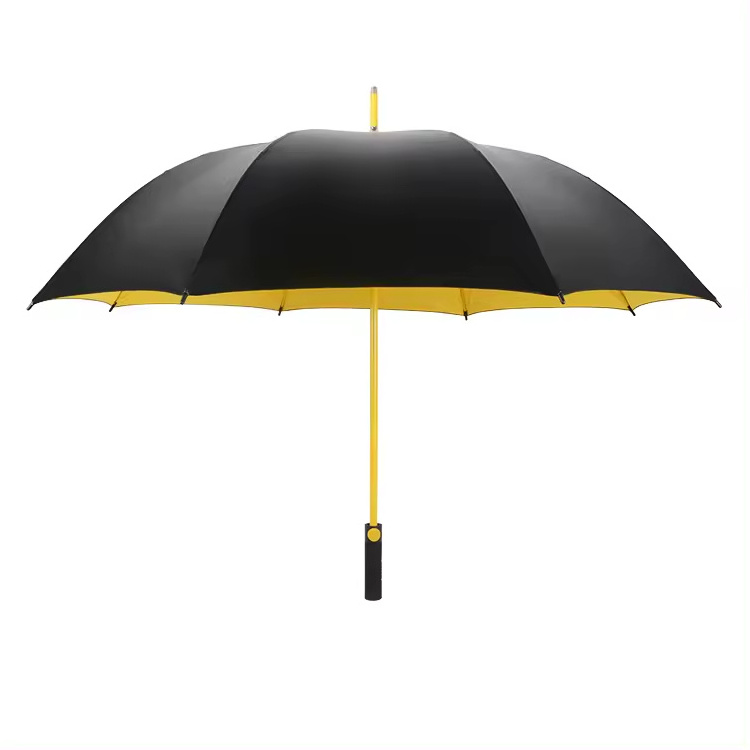 China Golden Supplie Luxury Business Windproof Automatic Black Yellow Golf Umbrella