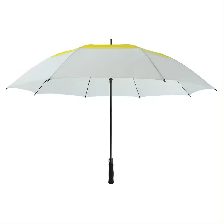 Best Quality Low Price Large Strong And Sturdy Automatic White Yellow Golf Umbrella